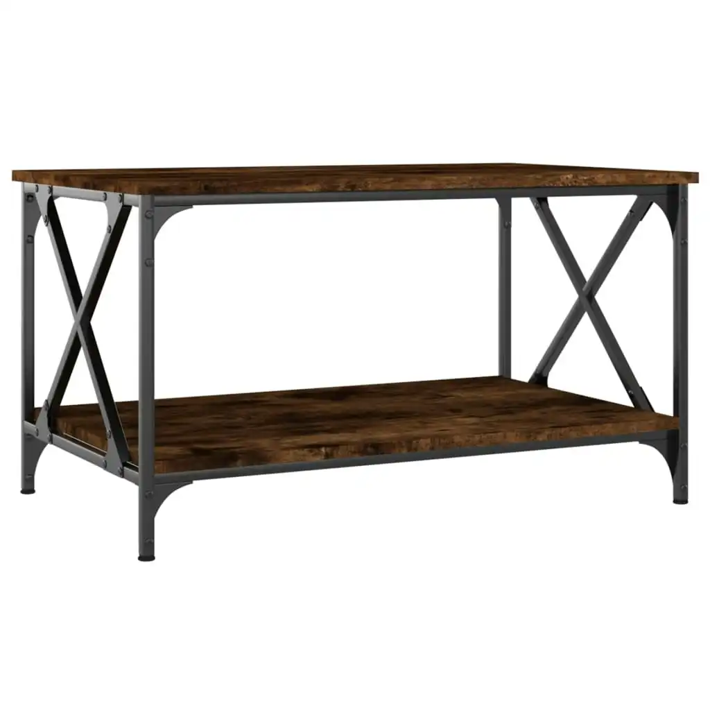 Coffee Table Smoked Oak 80x50x45 cm Engineered Wood and Iron 823319