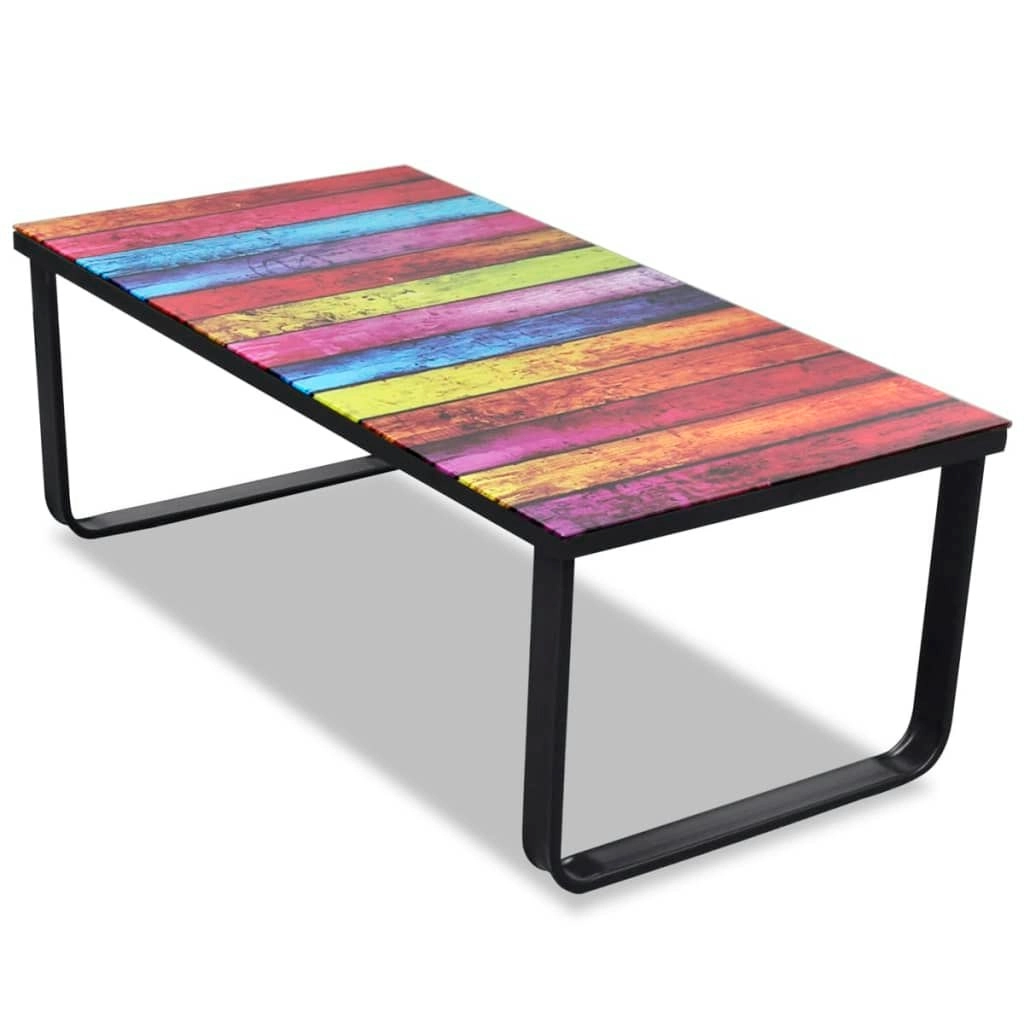 Coffee Table with Rainbow Printing Glass Top 241175