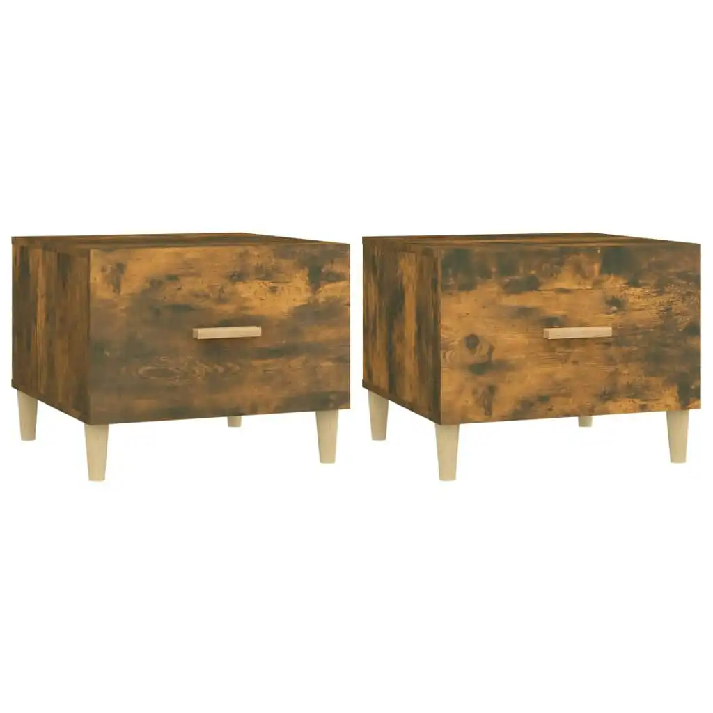 Coffee Tables 2 pcs Smoked Oak 50x50x40 cm Engineered Wood 817532