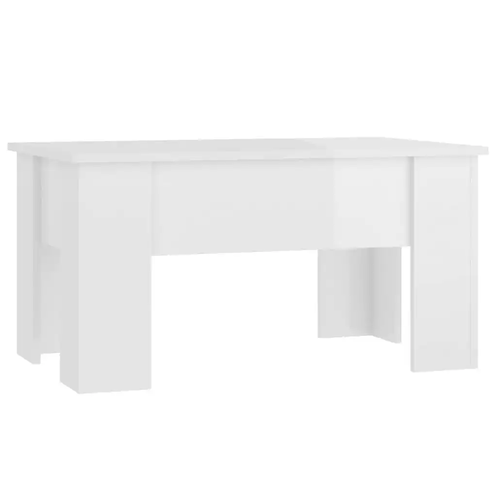 Coffee Table High Gloss White 79x49x41 cm Engineered Wood 809698