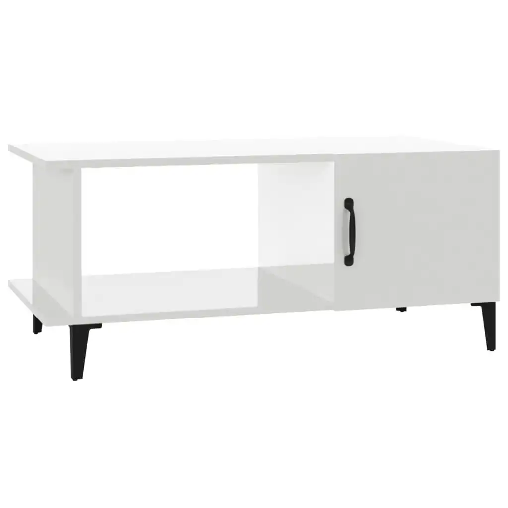 Coffee Table High Gloss White 90x50x40 cm Engineered Wood 812759