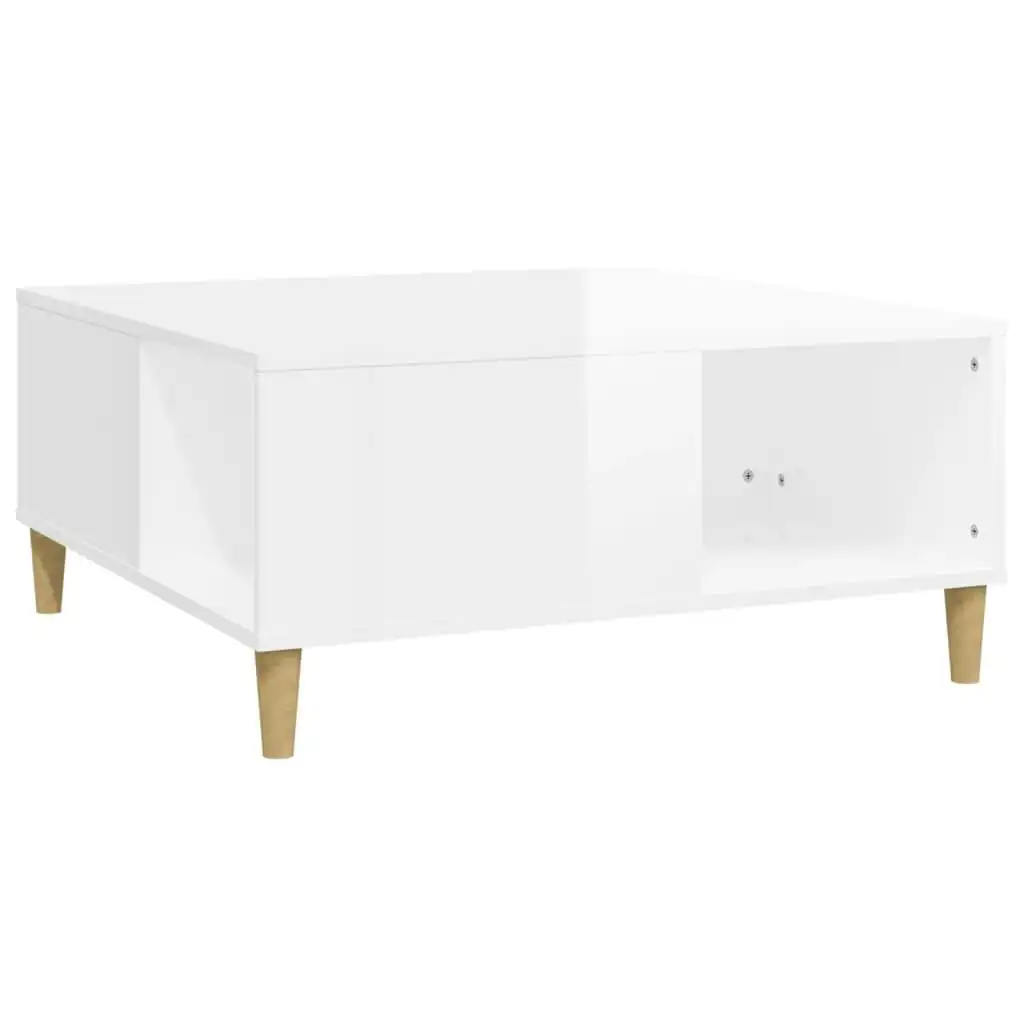 Coffee Table High Gloss White 80x80x36.5 cm Engineered Wood 821094