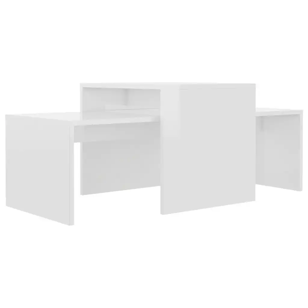 Coffee Table Set High Gloss White 100x48x40 cm Engineered Wood 802918