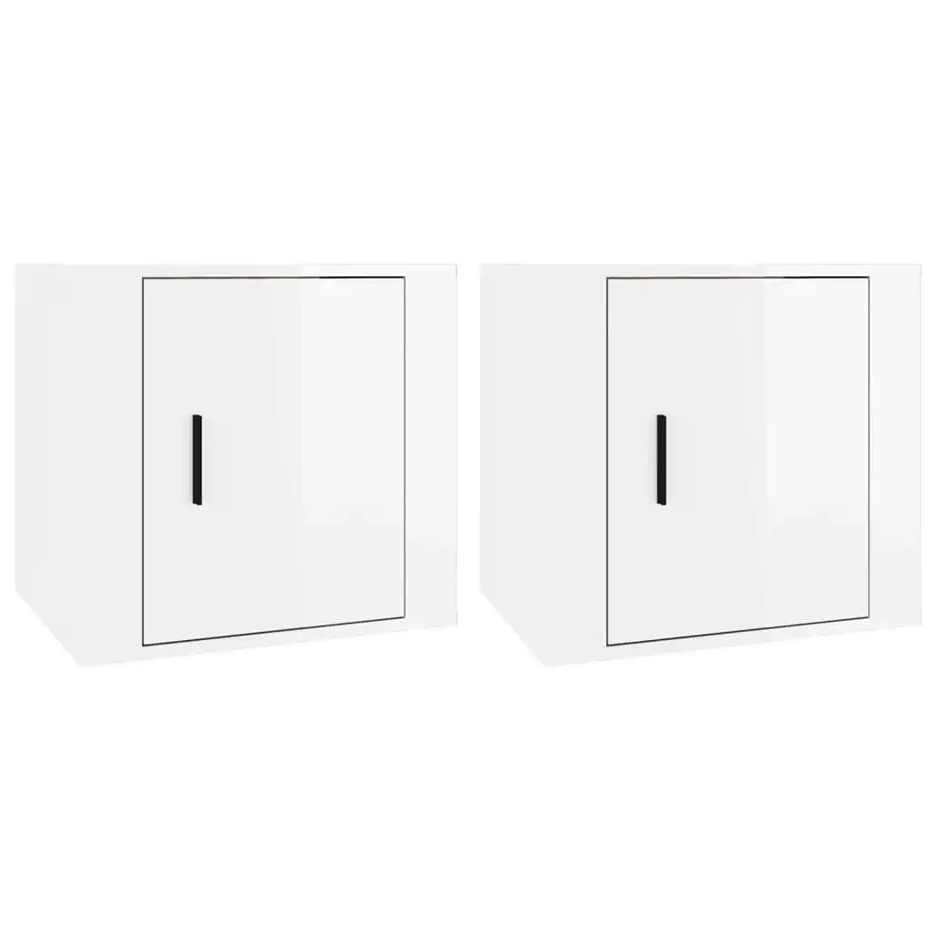 Bedside Cabinets 2 pcs High Gloss White 50x39x47 cm 816693