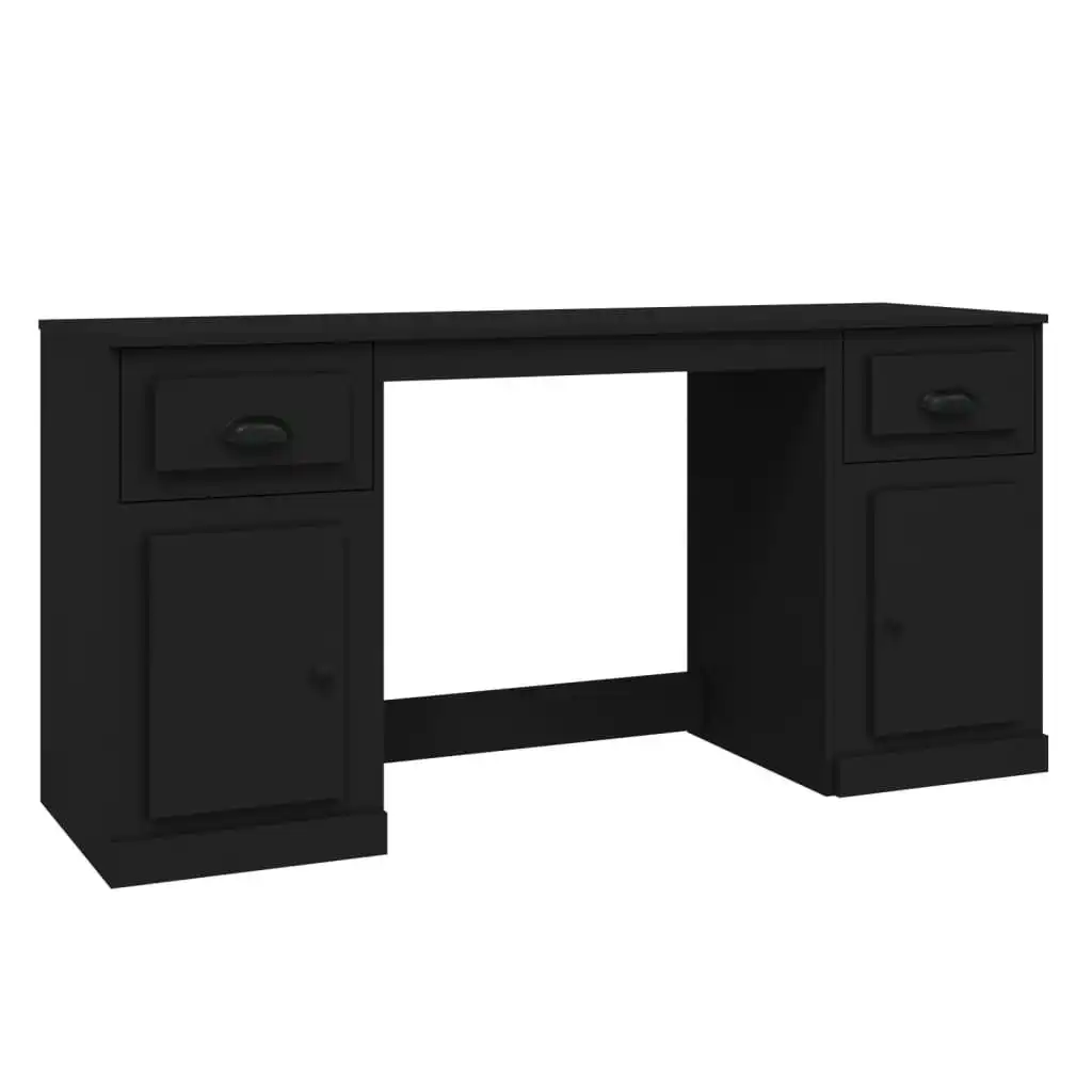 Desk with Cabinet Black Engineered Wood 3185328