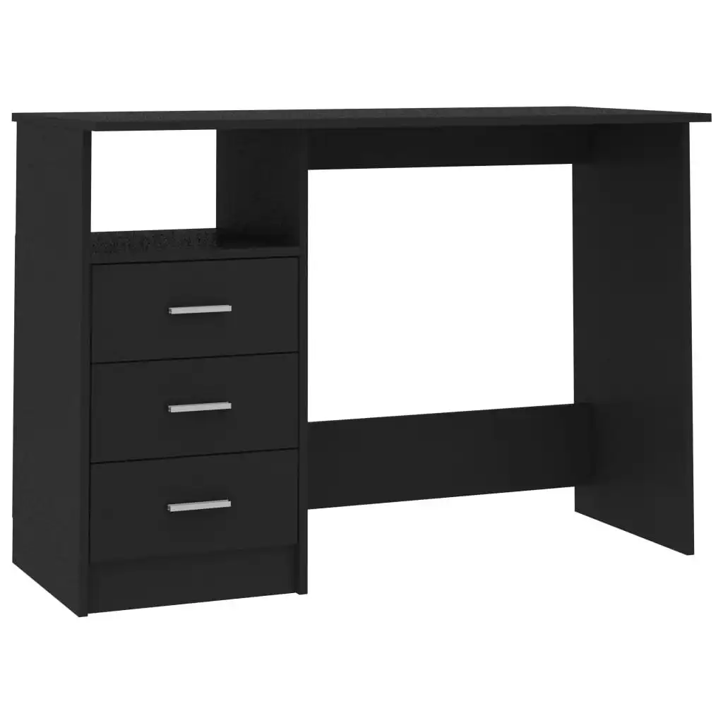 Desk with Drawers Black 110x50x76 cm Engineered Wood 800559