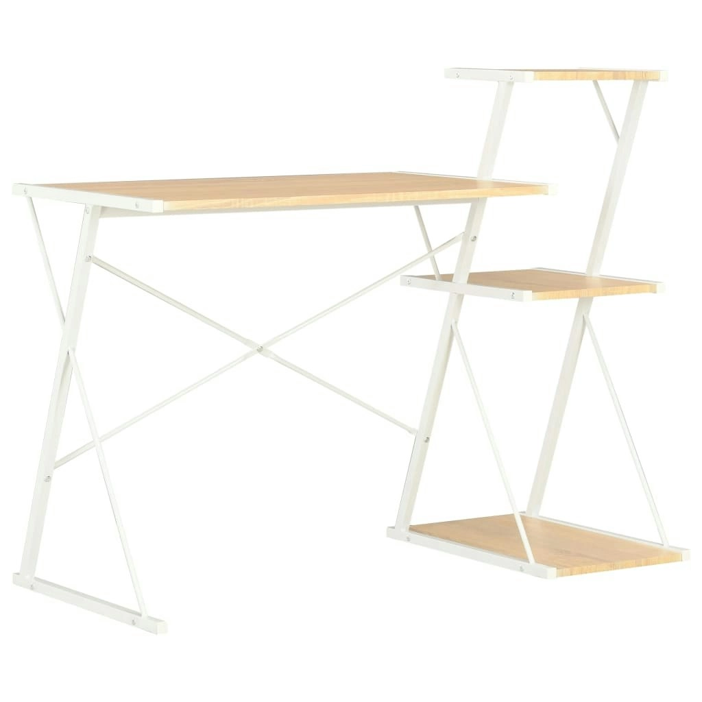 Desk with Shelf White and Oak 116x50x93 cm 20291