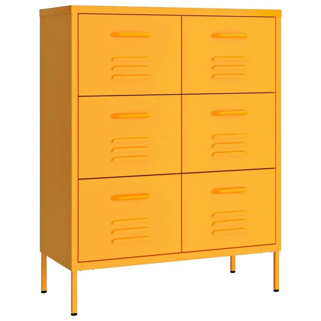 Drawer Cabinet Mustard Yellow 80x35x101.5 cm Steel 336146