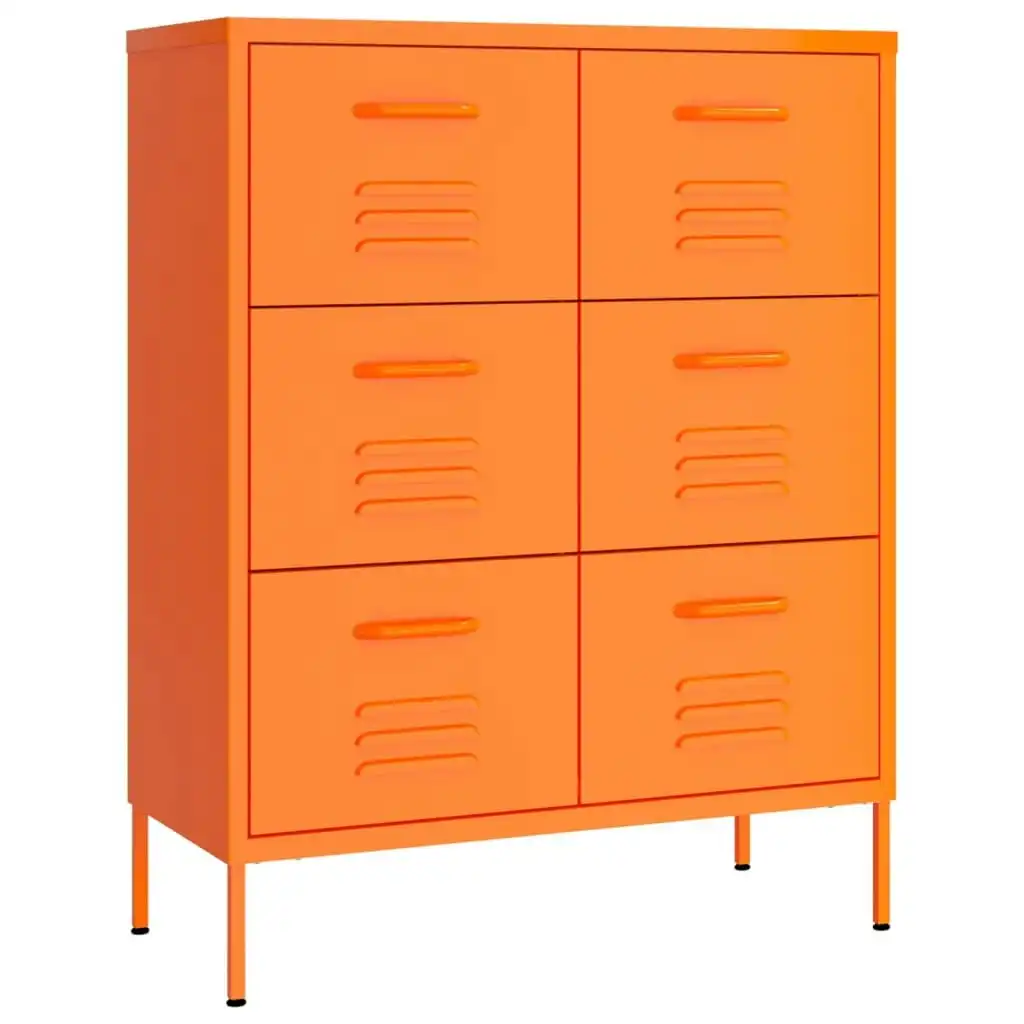 Drawer Cabinet Orange 80x35x101.5 cm Steel 336147