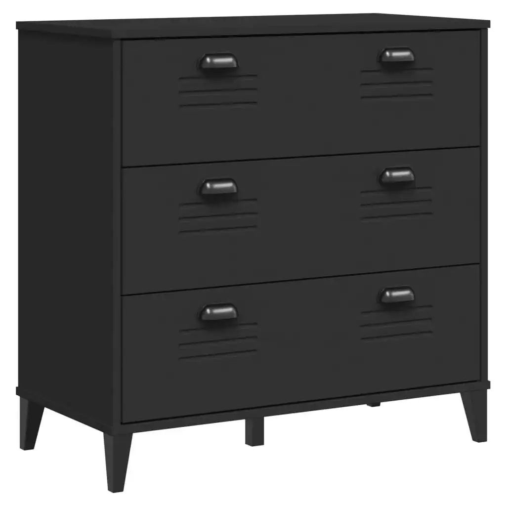 Drawer Cabinet VIKEN Black Solid Wood Pine 374921