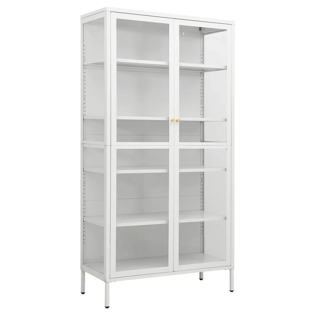 Display Cabinet White 90x40x180 cm Steel and Tempered Glass 336080