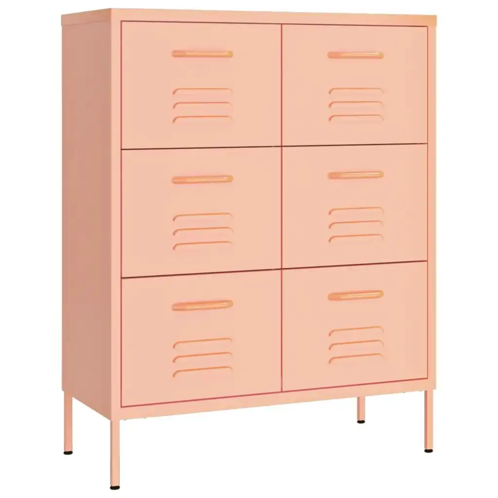 Drawer Cabinet Pink 80x35x101.5 cm Steel 336148