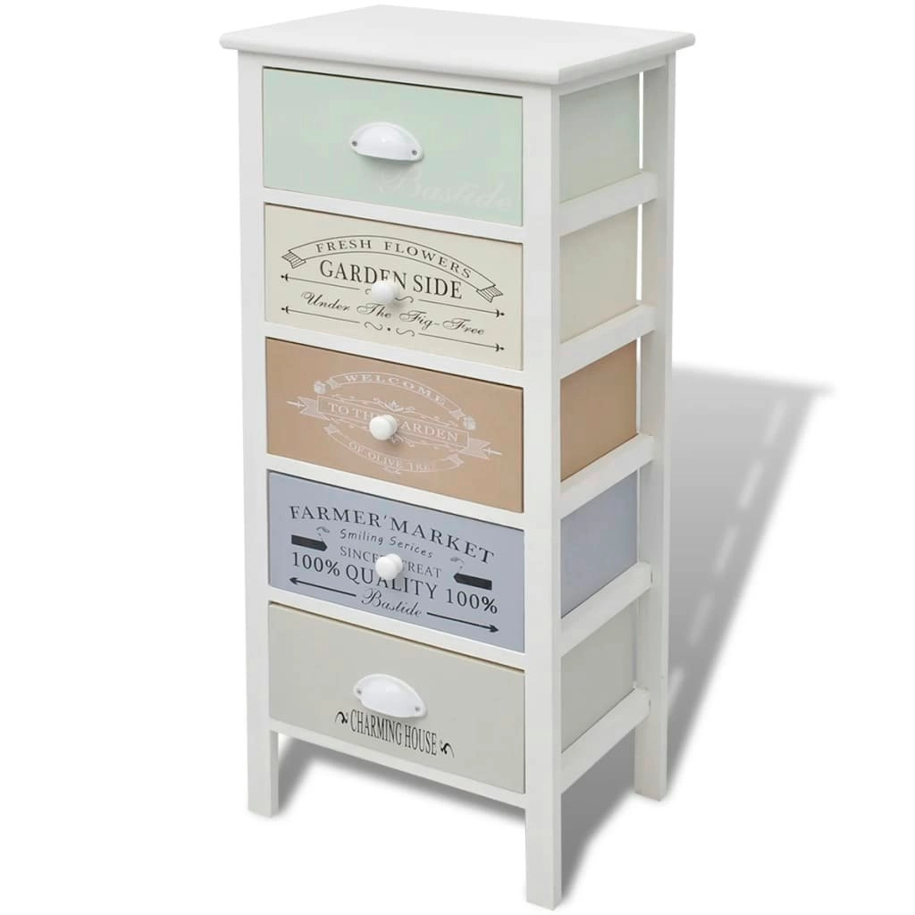 French Storage Cabinet 5 Drawers Wood 242878