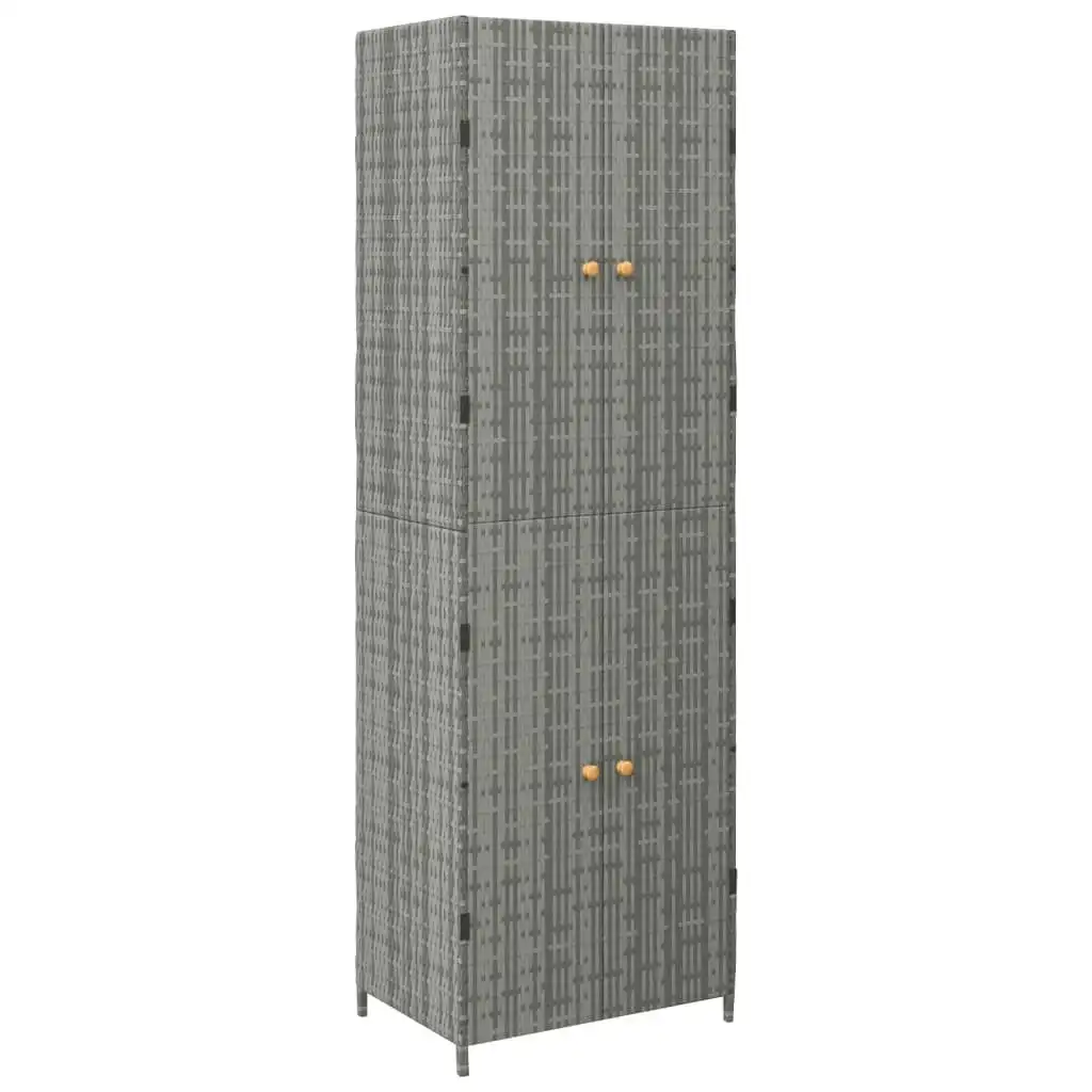 Garden Storage Cabinet Grey 59x40x180 cm Poly Rattan 319873