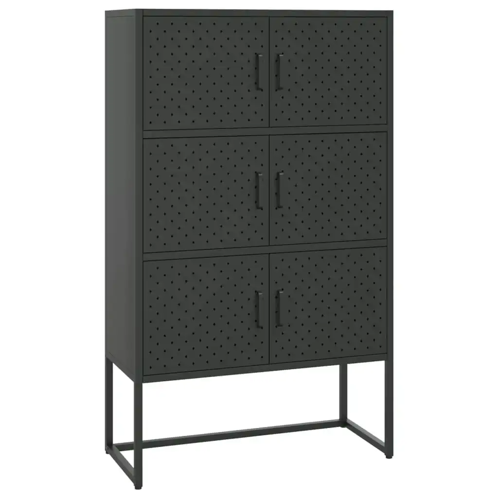 Highboard Black 80x35x135 cm Steel 335877