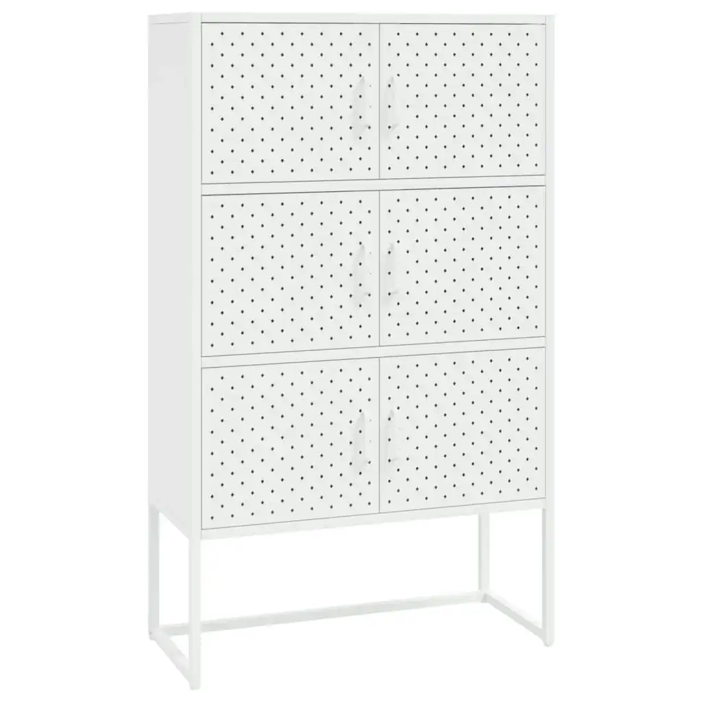 Highboard White 80x35x135 cm Steel 335878