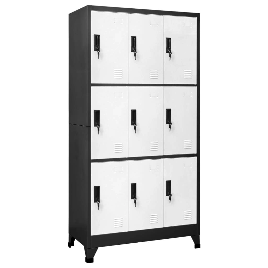 Locker Cabinet Anthracite and White 90x45x180 cm Steel 339808