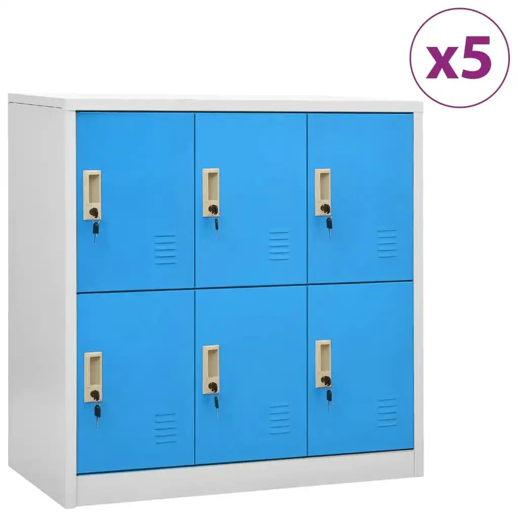 Locker Cabinets 5 pcs Light Grey and Blue 90x45x92.5 cm Steel 3095236