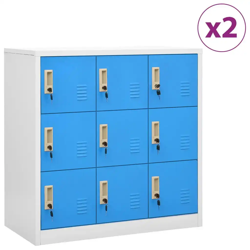 Locker Cabinets 2 pcs Light Grey and Blue 90x45x92.5 cm Steel 3095240