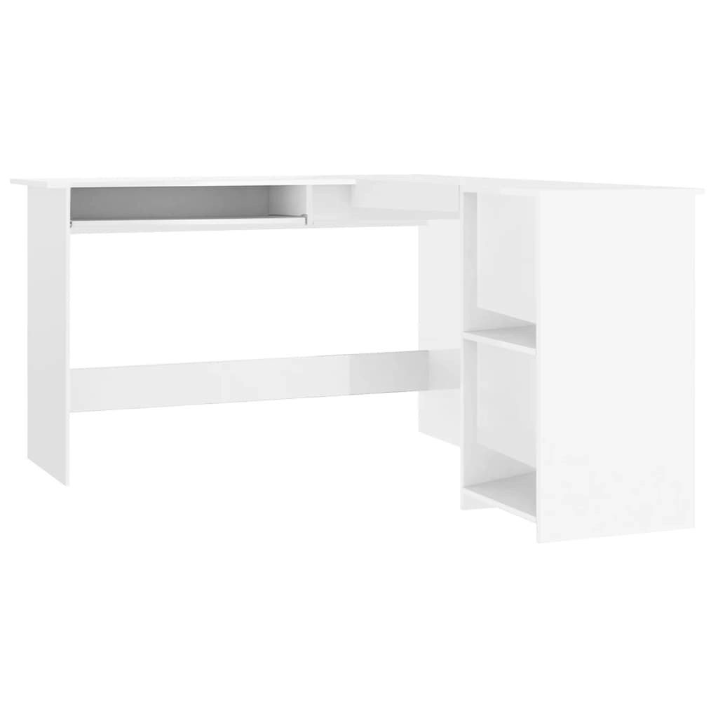 L-Shaped Corner Desk High Gloss White 120x140x75 cm Engineered Wood 800753