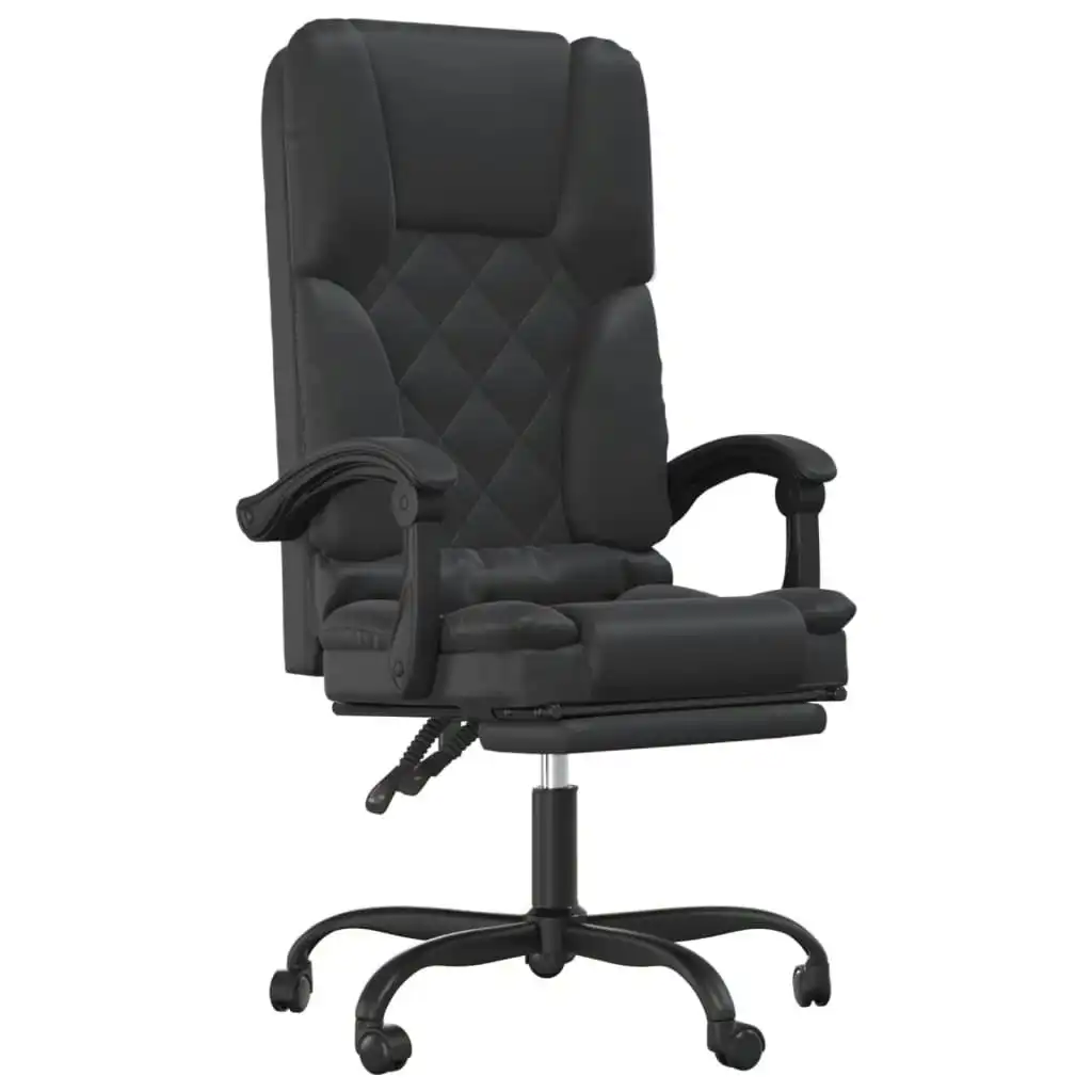 Massage Reclining Office Chair Black Faux Leather 349687