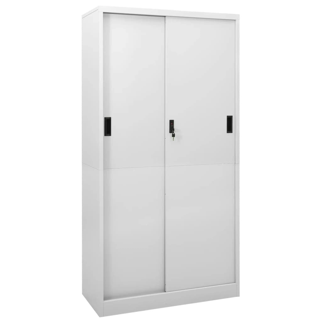 Office Cabinet with Sliding Door Light Grey 90x40x180 cm Steel 335959