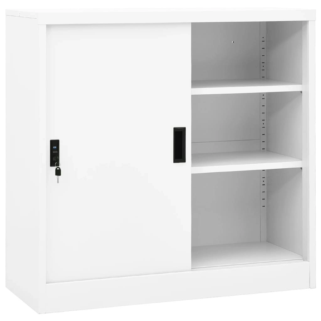 Office Cabinet with Sliding Door White 90x40x90 cm Steel 335950