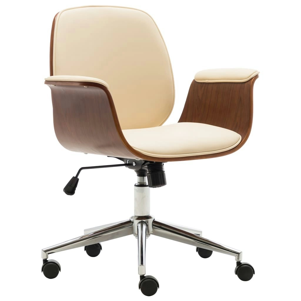 Office Chair Cream Bent Wood and Faux Leather 283127