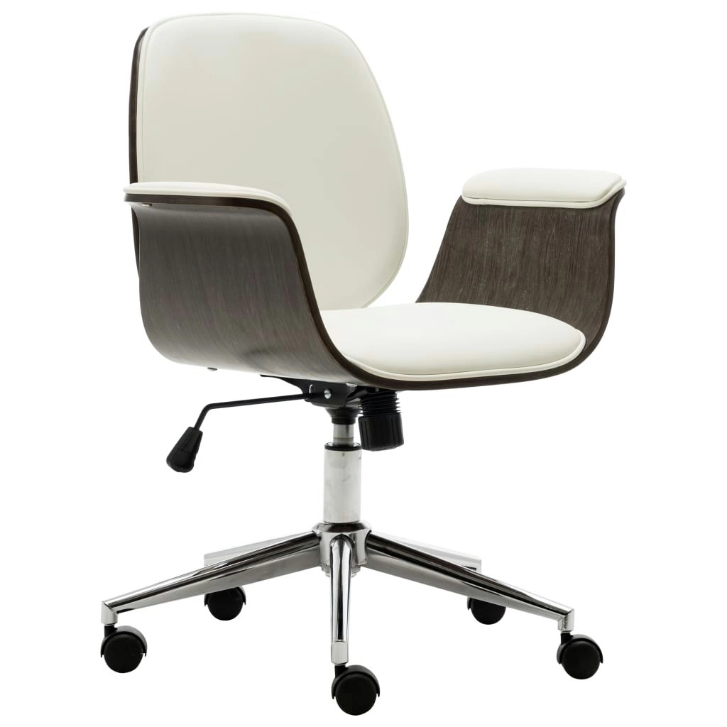 Office Chair White Bent Wood and Faux Leather 283126