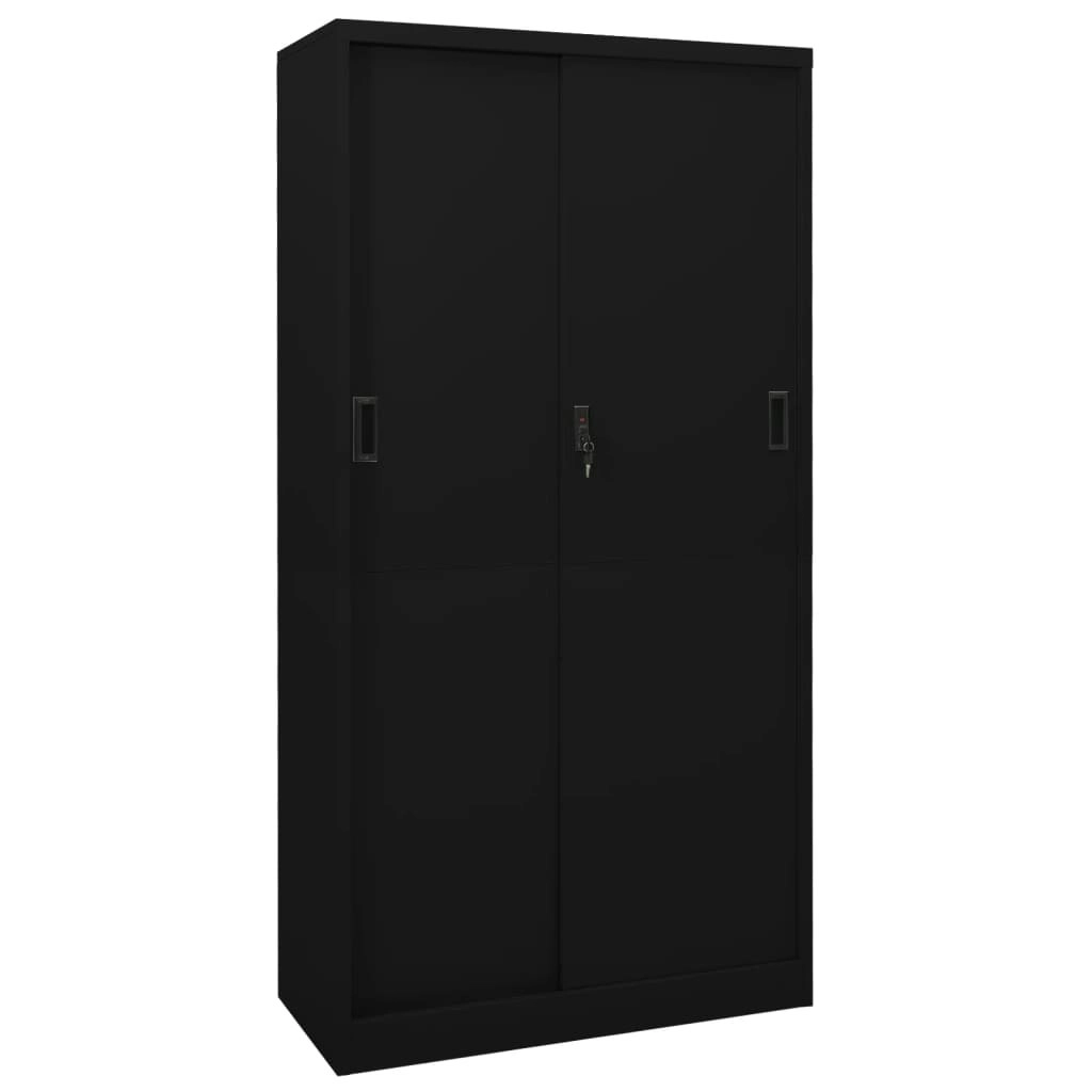 Office Cabinet with Sliding Door Black 90x40x180 cm Steel 335960