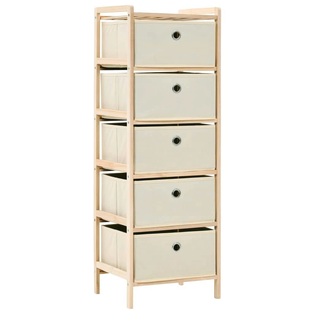 Storage Rack with 5 Fabric Baskets Cedar Wood Beige 246434