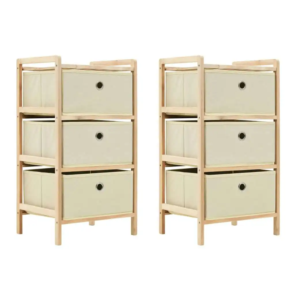 Storage Racks with 3 Fabric Baskets 2 pcs Beige Cedar Wood 276231