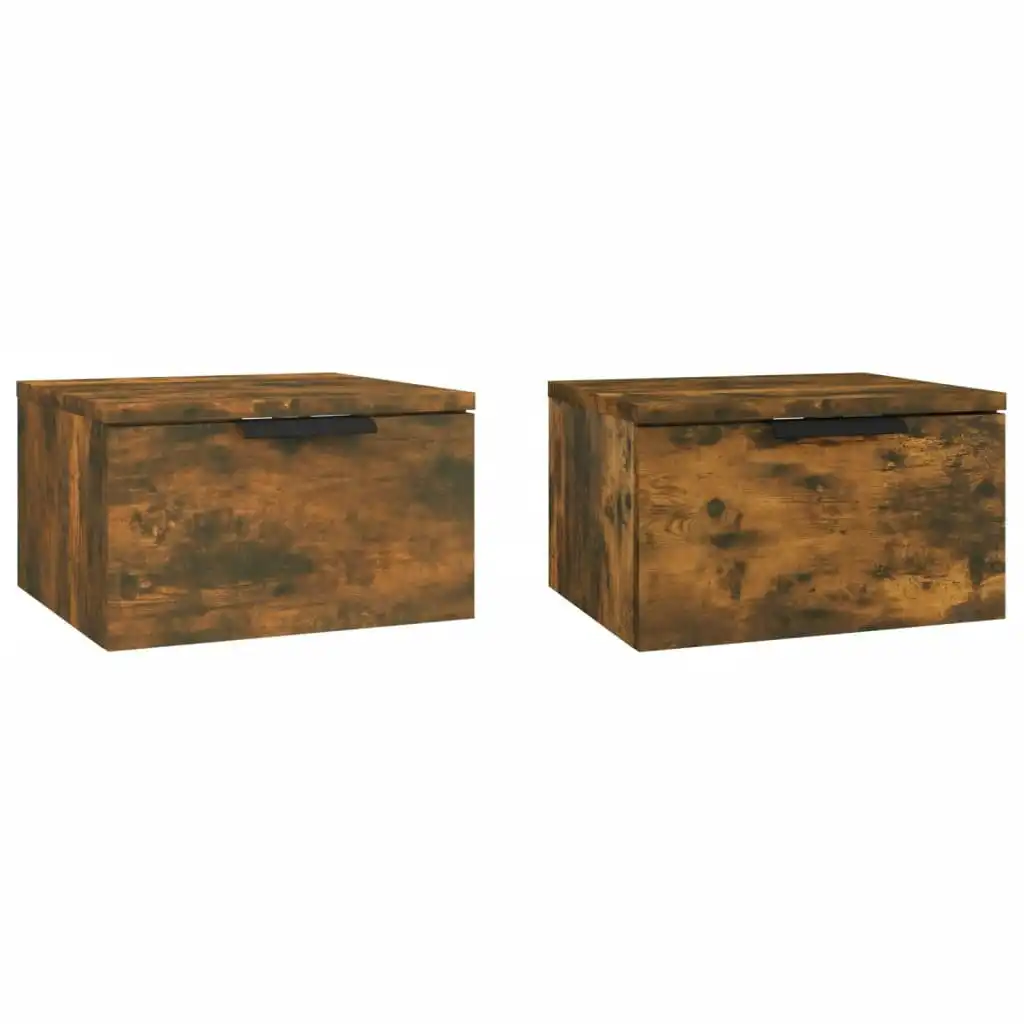 Wall-mounted Bedside Cabinets 2 pcs Smoked Oak 34x30x20 cm 817088