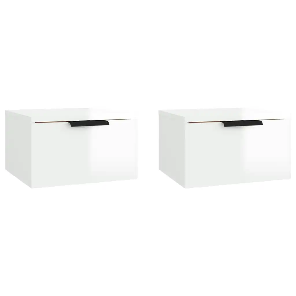 Wall-mounted Bedside Cabinets 2 pcs High Gloss White 34x30x20 cm 811389