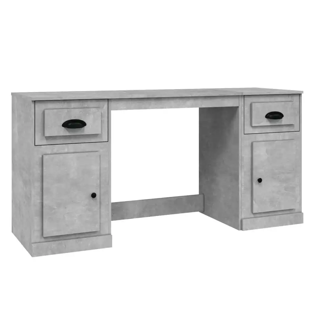 Desk with Cabinet Concrete Grey Engineered Wood 3185331