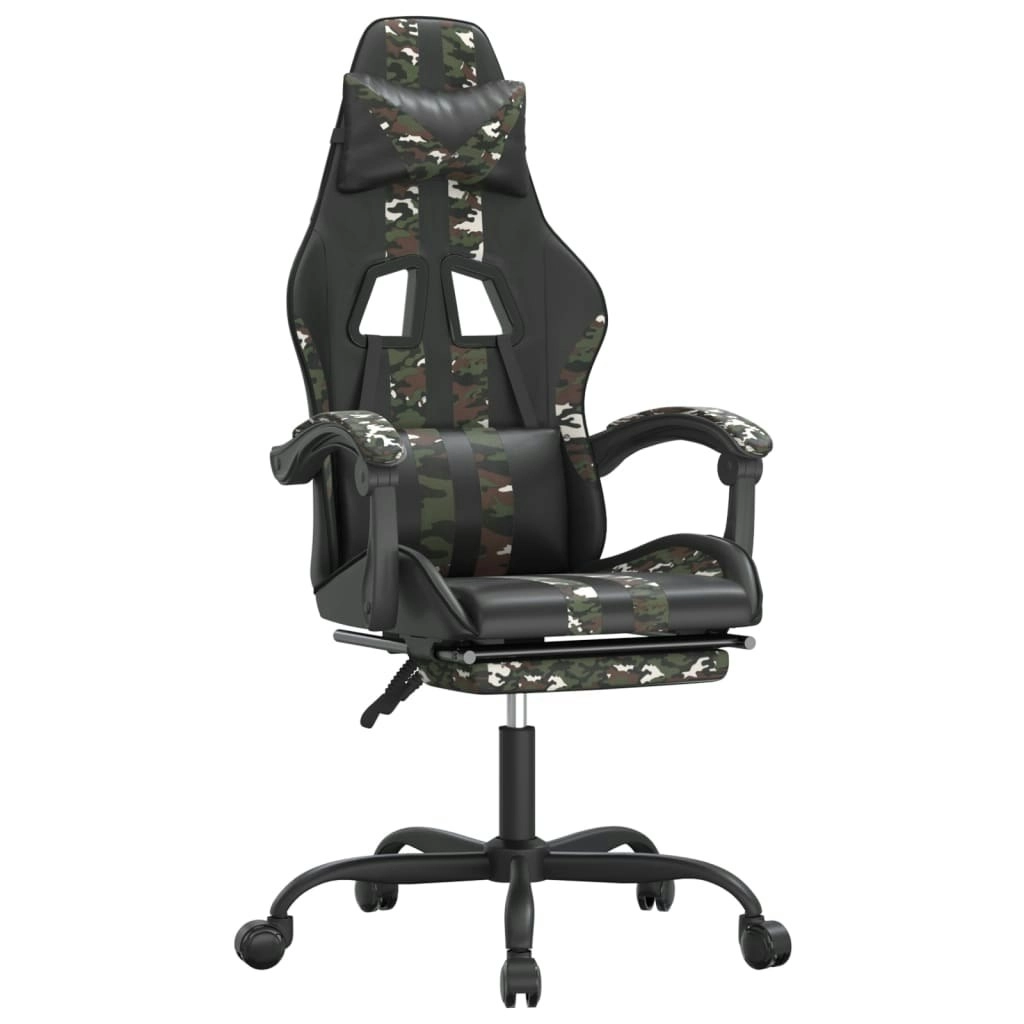 Gaming Chair with Footrest Black and Camouflage Faux Leather 3143841