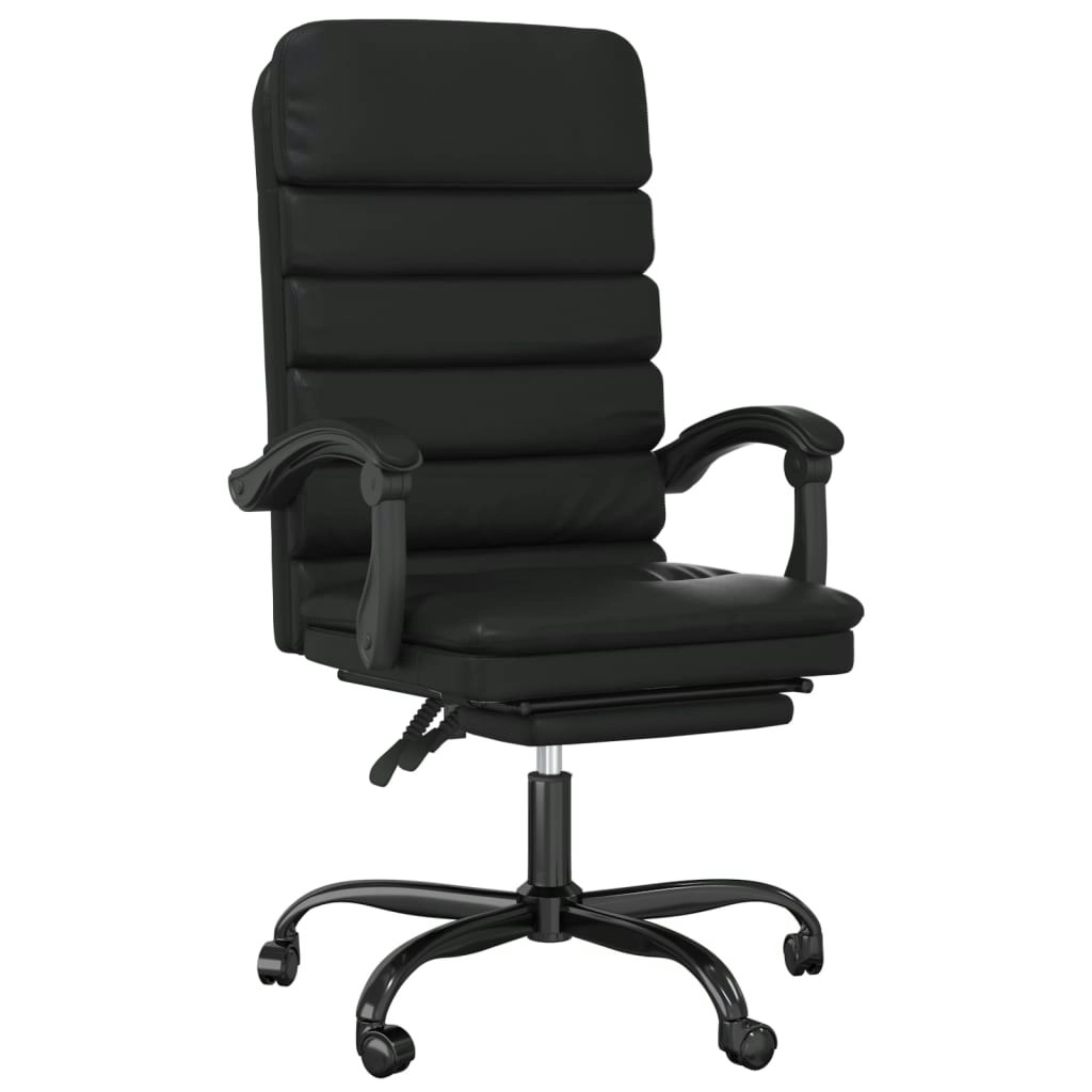 Massage Reclining Office Chair Black Faux Leather 349727