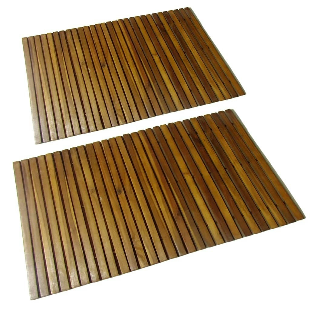 2 pcs Acacia Bath Mat 80 x 50 cm 271768