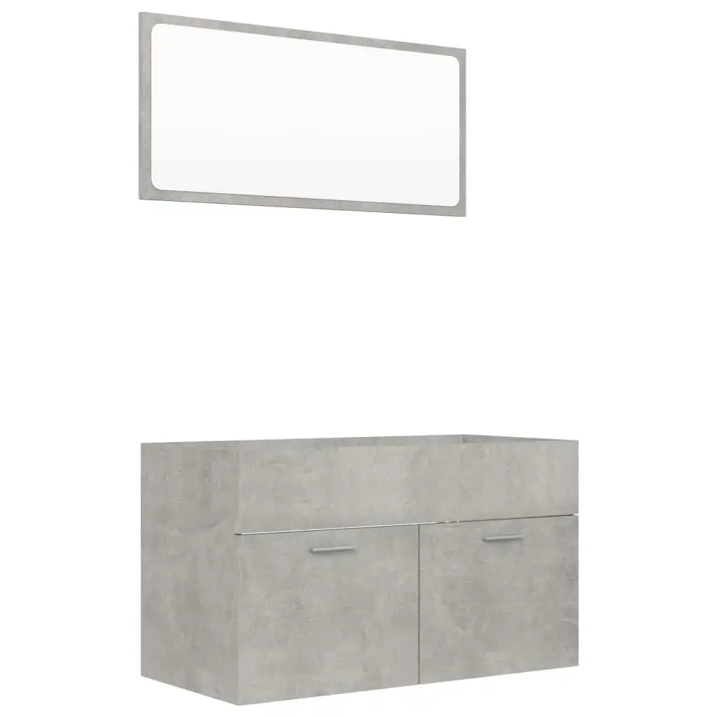 2 Piece Bathroom Furniture Set Concrete Grey Engineered Wood 804795