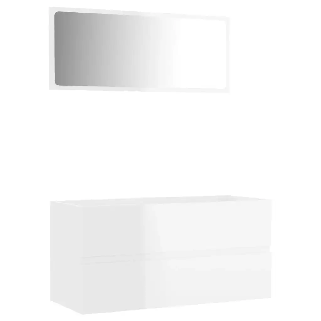 2 Piece Bathroom Furniture Set High Gloss White Engineered Wood 804896