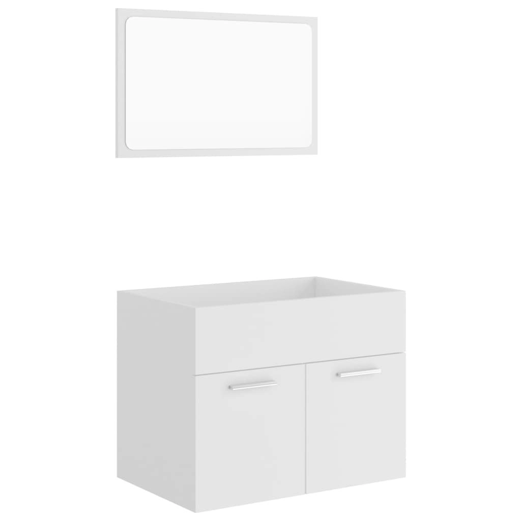 2 Piece Bathroom Furniture Set White Engineered Wood 804782