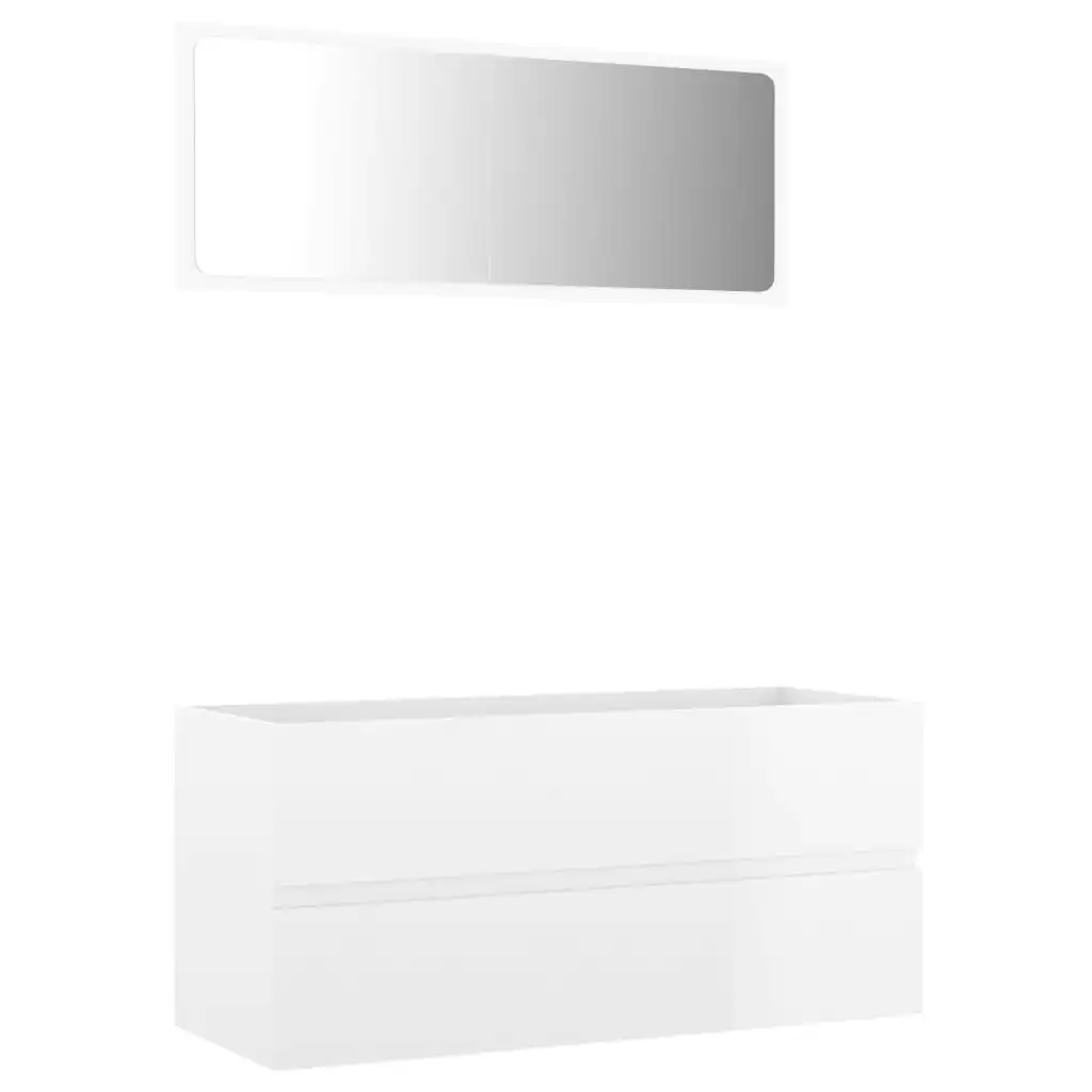 2 Piece Bathroom Furniture Set High Gloss White Engineered Wood 804905