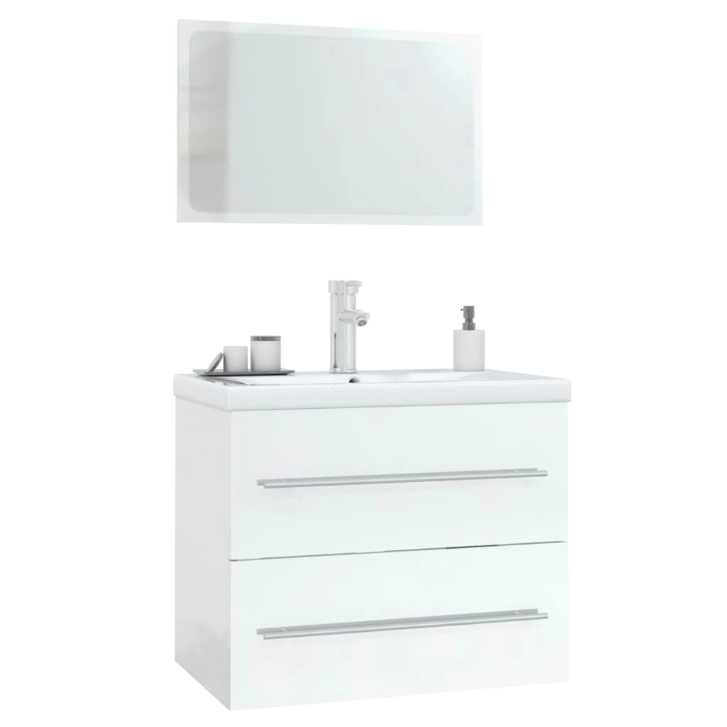 3 Piece Bathroom Furniture Set High Gloss White 3152839