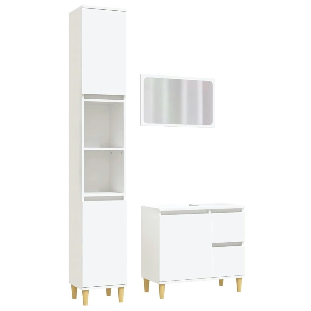 3 Piece Bathroom Furniture Set White Engineered Wood 3185571