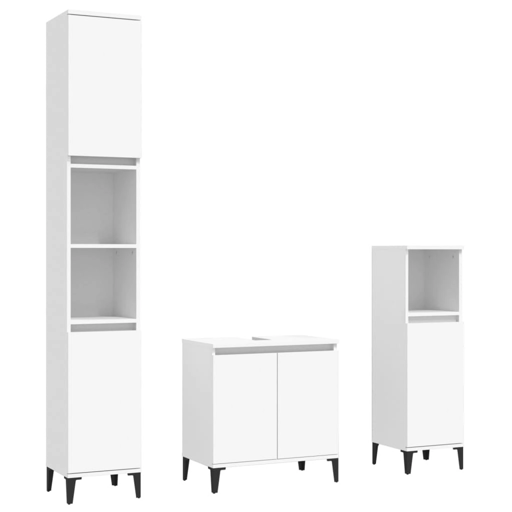 3 Piece Bathroom Furniture Set White Engineered Wood 3185589