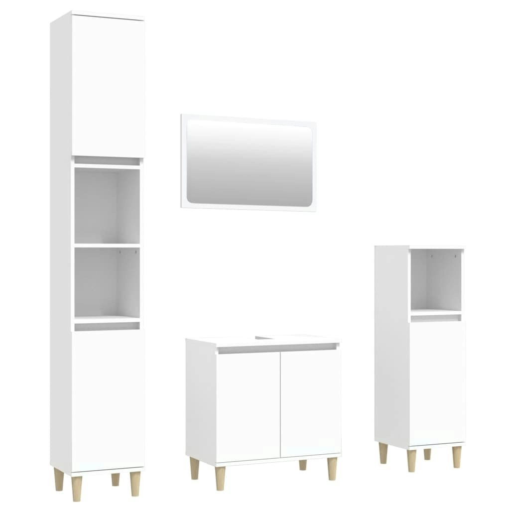 4 Piece Bathroom Furniture Set White Engineered Wood 3185629