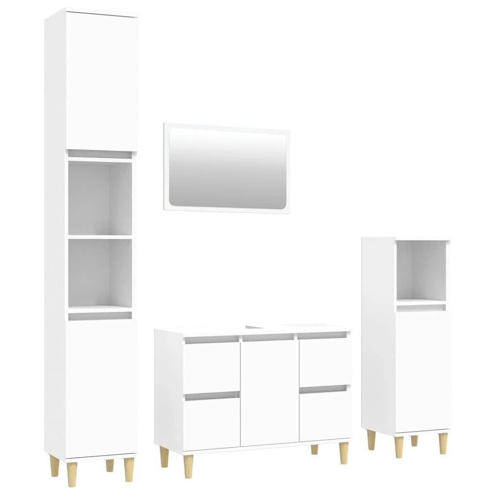 4 Piece Bathroom Furniture Set White Engineered Wood 3185639