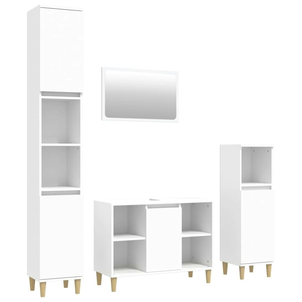 4 Piece Bathroom Furniture Set White Engineered Wood 3185649