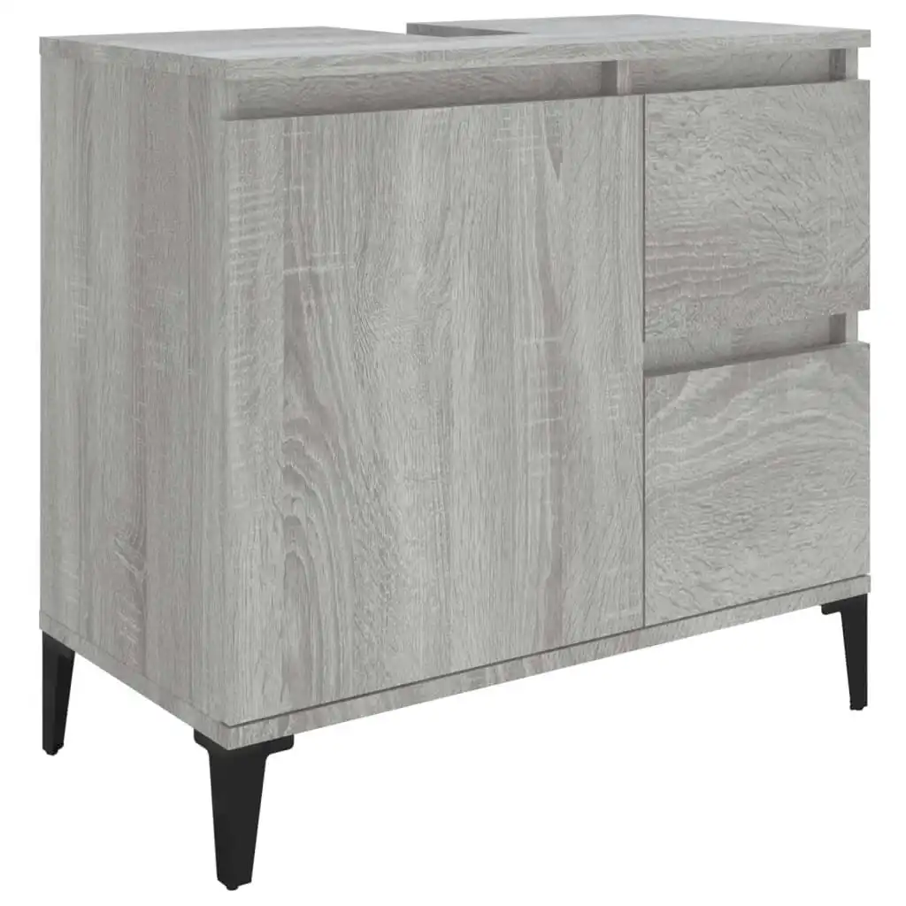 Bathroom Cabinet Grey Sonoma 65x33x60 cm Engineered Wood 819834