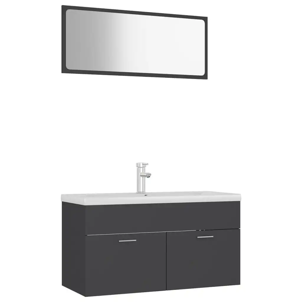 Bathroom Furniture Set Grey Engineered Wood 3070885